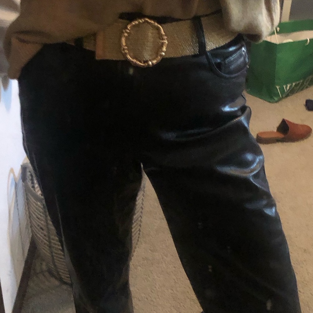 Black faux vegan leather pants